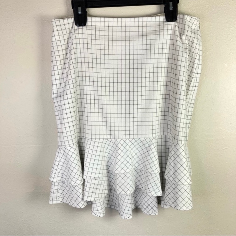 Ivanka Trump Pencil Tulip Skirt Ruffle Windowpane Plaid Business Career